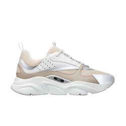 Dior Beige White Mesh Leather Low Top Trainers
