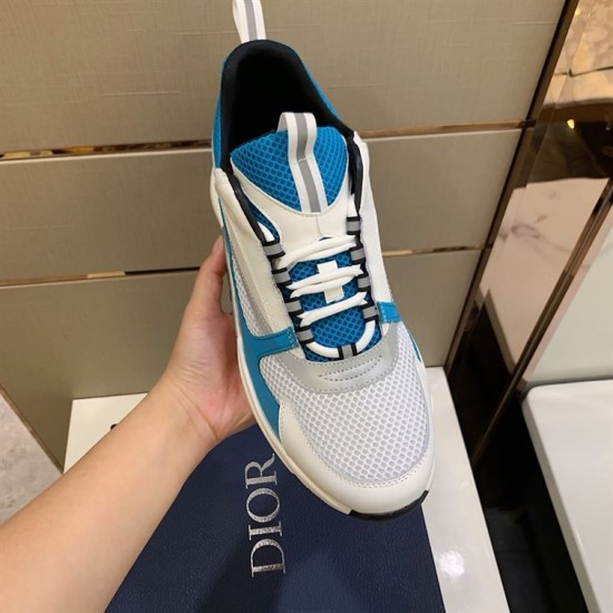 Dior B22 Light Blue And White Chunky Trainers top-down lacing detail
