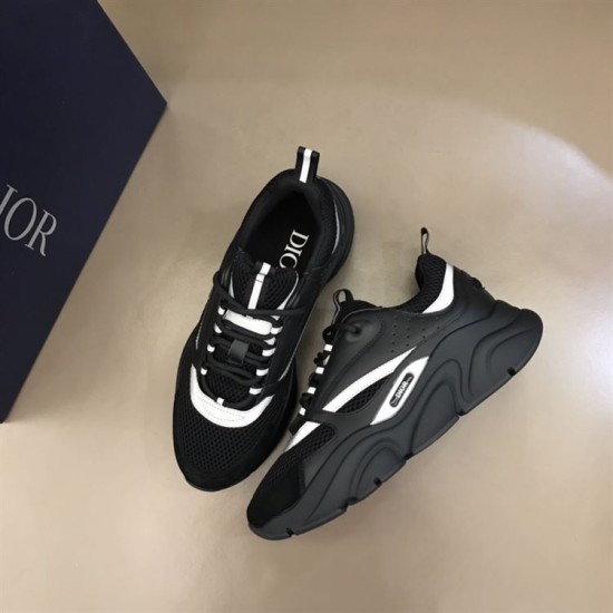 Dior B22 Technical Mesh And Leather Black Trainers Top Angle Top-down perspective of Dior B22 Technical Mesh And Leather Black Trainers
