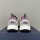 Rear heel view of Dior B22 grey and purple trainers
