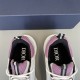 Close-up of Dior B22 purple mesh collars and branded insoles in grey and purple