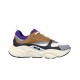 Dior B22 Trainers Side Profile in brown and purple Dior B22 trainers in brown, purple, and white mesh side profile view