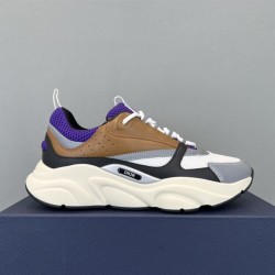 Dior Chunky Leather And Mesh Trainers Brown Purple