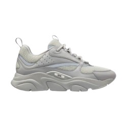 Dior Grey Mesh Leather Chunky Low Top Trainers Light