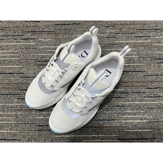 Dior B22 Off-White Trainers Overhead Pair in off-white and blue Pair of Dior B22 off-white trainers top-down angle in off-white and blue