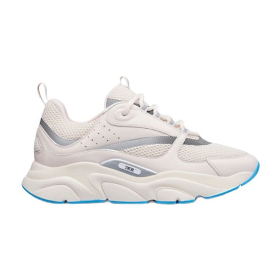Dior B22 Off-White Trainer Profile View in off-white and blue Dior B22 off-white and blue trainer side view
