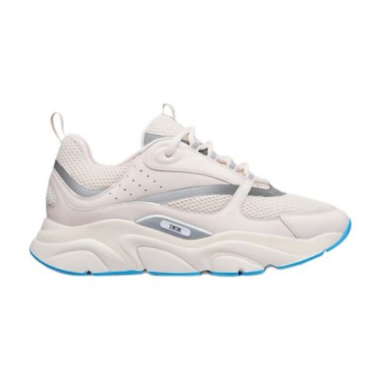 Dior B22 Off-White and Blue Trainer Studio Shot Dior B22 off-white and blue low-top trainer lateral studio view