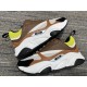 Dior B22 Brown Leather Trainers Stacked View in brown and lime Top-down view of stacked Dior B22 brown leather trainers showing lateral side details in brown and lime