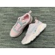 Dior B22 Pink Trainers Front and Side Angle in pink and white Dior B22 Pink Mesh Leather Trainer pair showing top lace section and side logo in pink and white