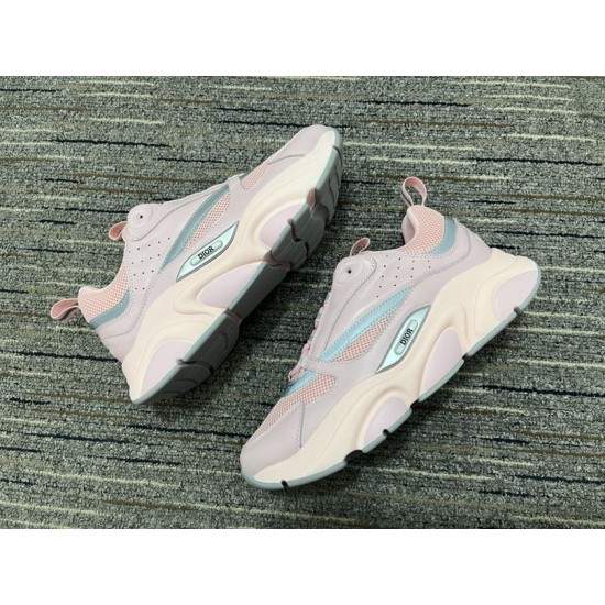 Dior B22 Pink Trainers Side Profile View in pink and white Dior B22 Pink Trainers showcasing side profile and chunky sole details in pink and white