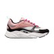 Side profile of Dior B22 trainer in pink white and black leather