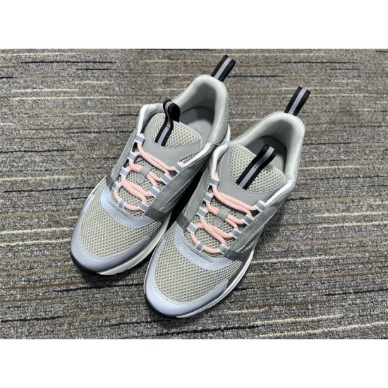 Dior B22 Grey Trainers Top View in grey and white Pair of Dior B22 grey mesh trainers seen from above in grey and white