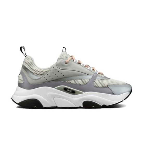 Dior B22 Grey and White Trainers Side Profile Dior B22 chunky trainers in grey and white side profile view