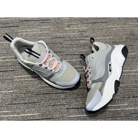 Dior B22 Grey Trainers Overhead Angle in grey and white Angled overhead view of grey and white Dior B22 trainers