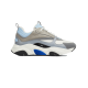 Dior B22 Trainers Profile View in grey and white Profile view of Dior B22 Trainers Grey White Blue Mesh Leather against a plain background