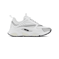 Dior Trainers In White Technical Mesh And Silver Leather