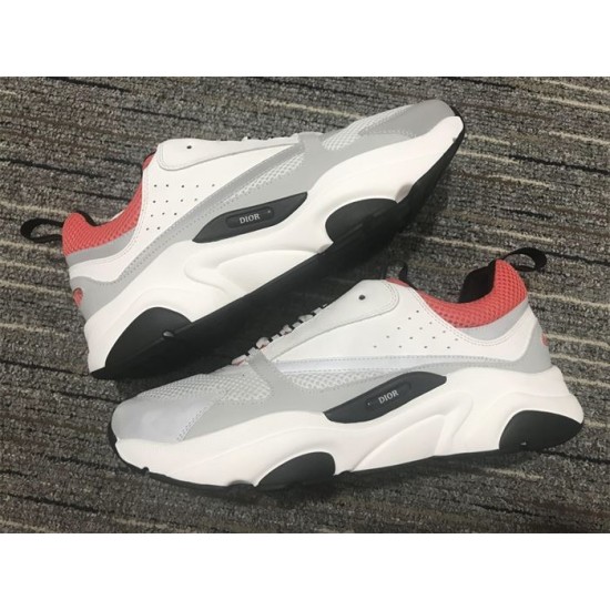Both lateral sides of Dior B22 White Grey Red Trainers displayed together
