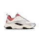 Clean side view of Dior B22 White Grey Red Mesh Leather Chunky Trainer