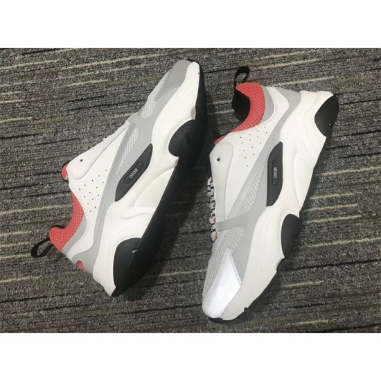 Dior B22 White Grey Red Trainers shown from inner and outer side profiles
