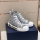 Dior B23 Grey High-Top Pair Pair of Dior B23 high-top grey pattern trainers three-quarter angle