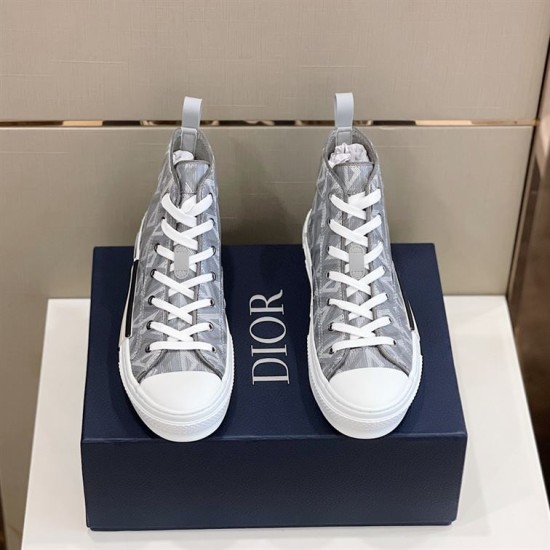 Dior B23 High-Top Trainers Top View in grey Pair of Dior B23 high-top grey trainers top view on box