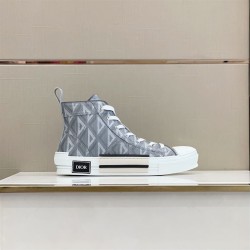 Dior High-Top Patterned Grey Fabric Trainers Dior High-Top Patterned Grey Fabric Trainers