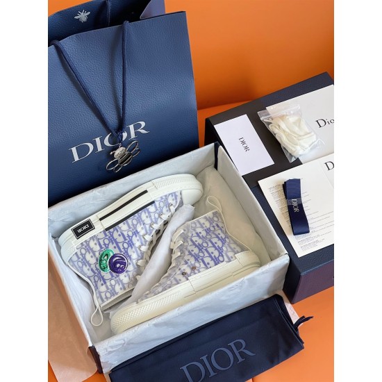 Dior B23 High-Top Trainers Monogram Canvas White Blue Packaging Dior B23 High-Top Trainers Monogram Canvas White Blue packaged in box with accessories