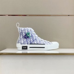 Dior High-Top Trainers Monogram Canvas White Blue