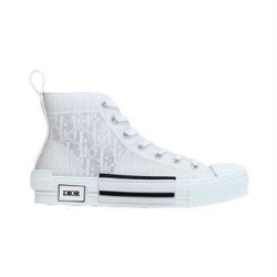 Dior High-Top Oblique White Canvas Trainers Technical