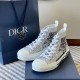 Dior B23 High Top Trainers Printed Pattern White Black Packaging Display Dior B23 High Top Trainers Printed Pattern White Black pair standing with packaging bag