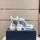 Dior B23 High Top Trainers Printed Pattern White Black Heel Detail Dior B23 High Top Trainers Printed Pattern White Black rear heel detail view