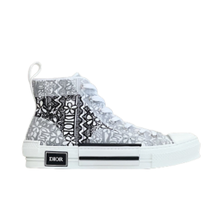 Dior High Top Trainers Printed Pattern White Black