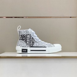 Dior High Top Trainers Printed Pattern White Black Dior High Top Trainers Printed Pattern White Black
