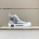 Dior B23 High Top Trainers Printed Pattern White Black Lateral Dior B23 High Top Trainers Printed Pattern White Black lateral side display