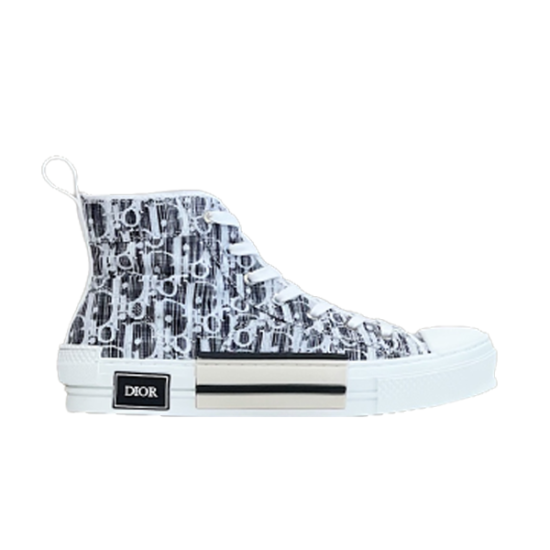 Dior B23 High-Top Canvas Trainers Side Profile View in black and white Side profile view of Dior B23 High-Top Canvas Trainers In Black And White