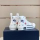 Dior B23 High Top White Printed Oblique Canvas Trainers Rear View Rear view of Dior B23 High Top White Printed Oblique Canvas Trainers showing heel tabs
