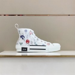 Dior High Top White Printed Oblique Canvas Trainers White Dior High Top White Printed Oblique Canvas Trainers White