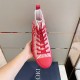 Dior B23 High Top Oblique Red Trainers Top View in red and white Dior B23 High Top Oblique Red Trainers top-down angle showing lacing and interior in red and white