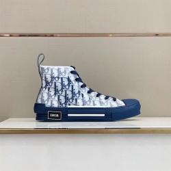 Dior High-Top Oblique Canvas Blue Trainers Blue Dior High-Top Oblique Canvas Blue Trainers Blue