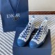 Dior B23 High-Top Oblique Canvas Blue Trainers with Packaging Pair of Dior B23 High-Top Oblique Canvas Blue Trainers displayed with shopping bag