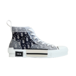 Dior High-Top Canvas Grey Oblique Pattern Trainers