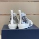 Dior B23 Trainers Heel View in white and grey Rear view of both heels of Dior B23 high-top trainers showing pull tabs in white and grey