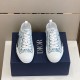 Dior B23 Low Top Oblique Monogram Blue Trainers Pair Top View in blue and white Top-down view of both Dior B23 Low Top Oblique Monogram Blue Trainers resting on shoe box in blue and white