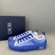 Pair of Dior B23 Low-Top Oblique Print Blue Trainers angled side view