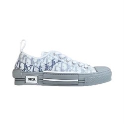 Dior Low Top Monogram Trainers In White And Grey