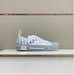 Dior Low Top Monogram Trainers In White And Grey