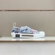 Dior B23 low-top trainer in blue and pink floral canvas displayed on a surface