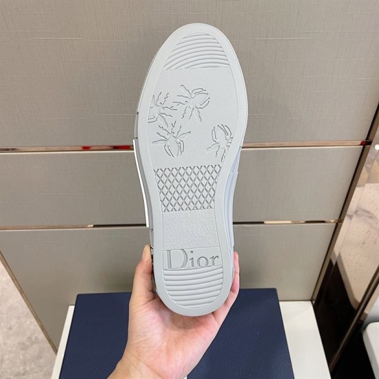 Dior B23 Low Top Grey Oblique Canvas Trainers Outsole Underside view showcasing textured pattern and logo on grey rubber sole