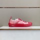 Dior B23 Low Top Red Oblique Canvas Trainers profile on display shelf