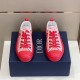 Top front view of Dior B23 Low Top Red Oblique Canvas Trainers pair